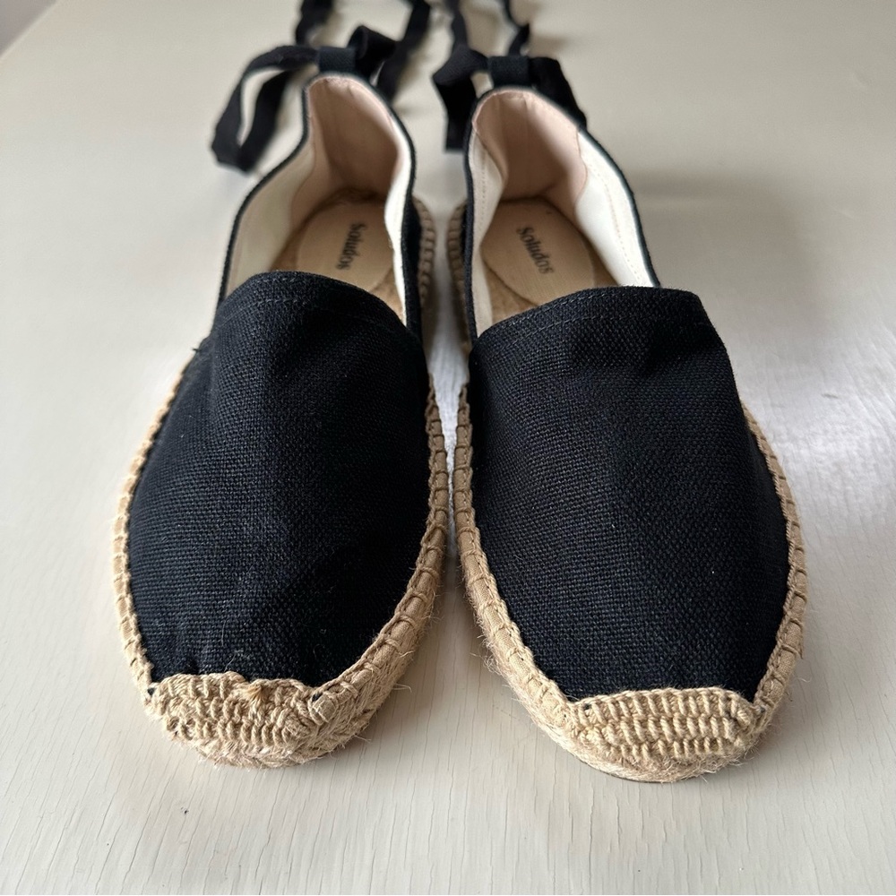 Soludos Lace-Up Espadrilles Sz 39 8-8.5 Black